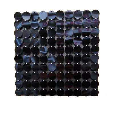 China Wedding Party Decoration Flash Mirror Round Black Sequin Panels For Wall for sale