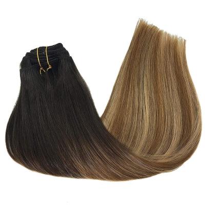 China Factory Price Cuticle Aligned No Hair Tangle No MOQ Fashion Colors Remy Hair Clips Human Hair Extensions Hair Clips For Women for sale