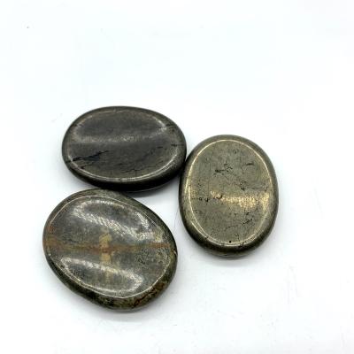 China Wholesale Worry Stone Europe Thumb Palm Pocket Oval Polished Energy Crystal Pyrite Stones for sale