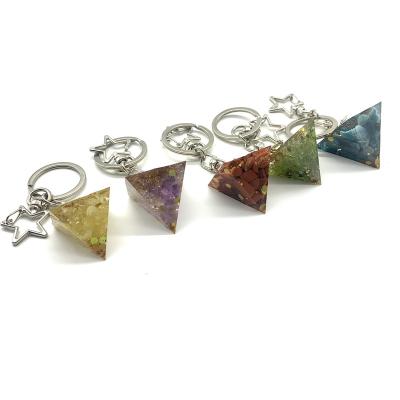 China China Crystal Charms Wholesale Resin Gemstone Chip Pyramid Key Chain for Gift for sale