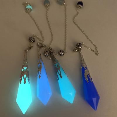 China Brand New Luminous Glowing Pendulum Crystal Polished Faced Natural Crystal Jewelry Pendant For Healing for sale