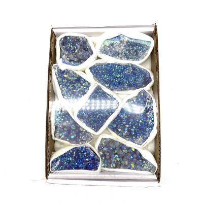 China Cheapest Natural Amethyst Aura Crystal Cluster Stones Box For Reiki Decoration From Europe Wholesale for sale