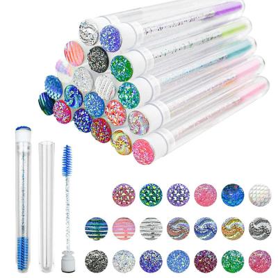 China Eyelash Makeup Mascara Spoolies Sweeps Lash Tube Lash Applicator Disposable Mascara Wand With Stand for sale