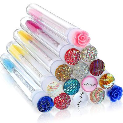 China Factory Price Makeup Eyelash Makeup Disposable Lash Extension Tube Brush Mascara Magic Wand With Stand for sale