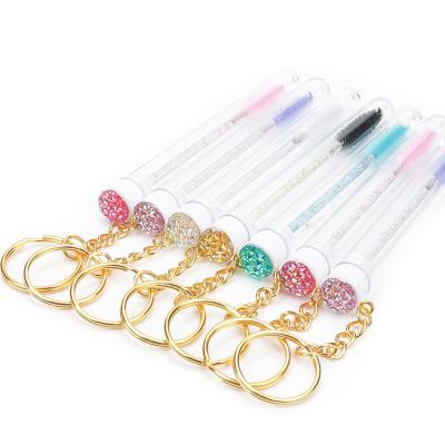 China Wholesale Eyelash Makeup OEM Whip Single Eyelash Spoolie Brush Empty Mascara Tubes With Brush Key Chain for sale