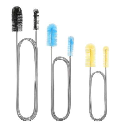 China Durable Flexible Drain Brush Nylon Cleaner Double Ended Elastic Hose 67 Inch Straw Cleaning Brush 8.2 Inch & 2 PCS for sale