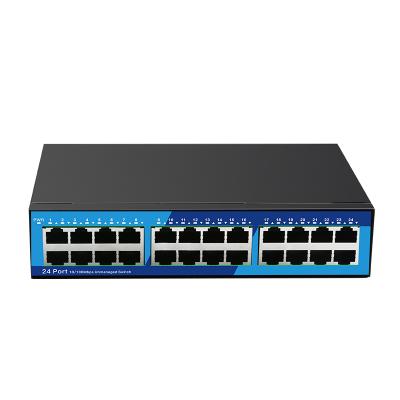 China LACP 24-Ports 10/100Mbps Iron Shell Ethernet Switch Switching Capacity 5G Fast Unmanaged Ethernet Hub for sale