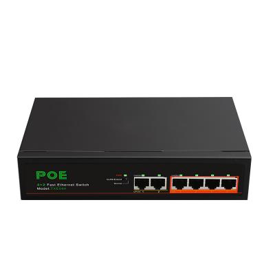 China CCTV IP Camera 4 Ports 10/100Mbps Ethernet PoE Switch Network PoE Desktop Unmanaged Switch with 2 Uplink Ports for sale