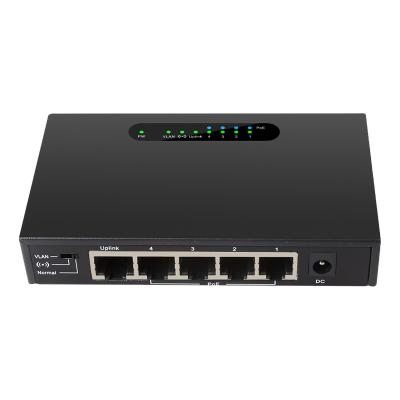 China CCTV IP Camera Manufacturer OEM 5 Network 10/100Mbps PoE Ethernet Port Switch with 4 POE+1 Uplink for IP Camera for sale