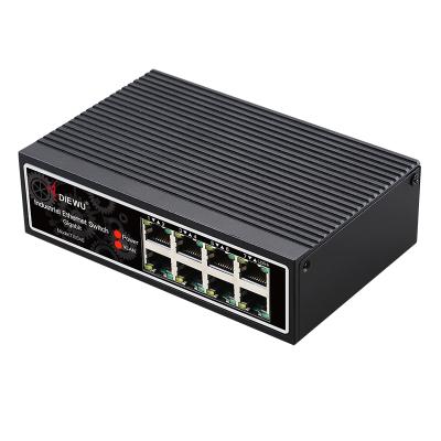 China LACP 8 Ports 10/100/1000M Unmanaged Industrial Gigabit Ethernet PoE Switch with Din-Rail Mount for sale