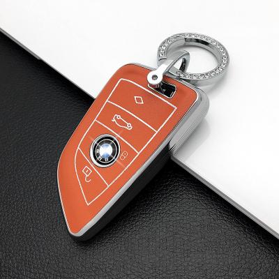 China Luxury Car Key Cover FOB Blade Form Leather Key Shell Pouch Case For BMW 2 Series Keyless Entry 5 6 7 Key Cover Red for sale