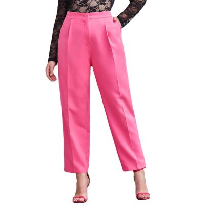 China New Fashion Women's Straight Casual Zipper Breathable Candy Color Pants Office Ladies Wear Casual Slim Pocket Chic Pants for sale