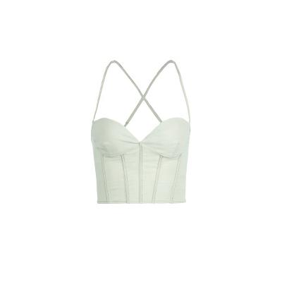 China Breathable Ruched Strap Front Ruched Bust Crop Top for sale