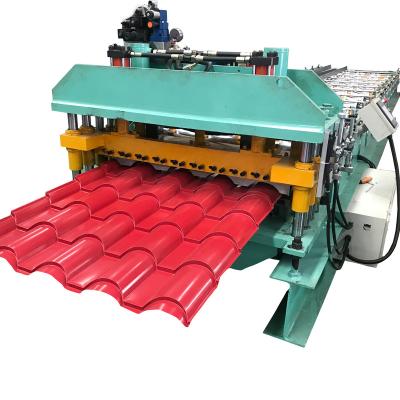 China Full Automatic 840mm Glazed Roofing Sheet Ceramic Tile Roll Forming Machine / Glazed Tile IBR Sheet Roof Press Machine for sale