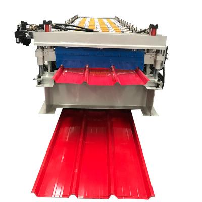 China Hot Sales Hotels Metal Barrel TR4 TR5 High Productivity Double Layer Wall Sheet Roll Coated Steel Roof Panel Roll Forming Machine for sale