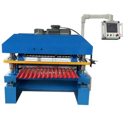 China Hotels hot cheap automatic PPGI color steel roll tile corrugated sheet holding sheet covering sheets roll forming machine for sale