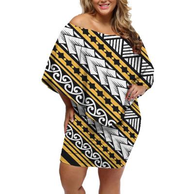 China Polynesian stripe design anti-static color mix pattern print hip dresses summer sexy street wear big size MOQ 1 wholesale &Drop shipping for sale