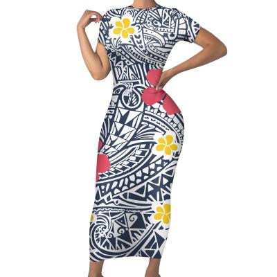 China 2020 Anti-Static Latest Fashion African Traditional Tribal Printing Women Dresses Plus Size Short Sleeve Elegant Party Lady Evening Dress for sale