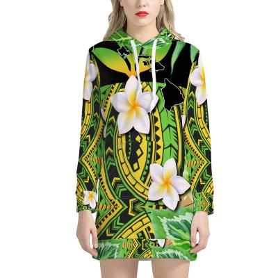 China Polynesian Traditional Anti-Static Fashion Print Women Tribal Sweater Dresses Customized Plus Size Dress&Skirts Hooded Sweater Dresses for sale