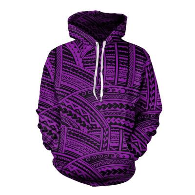 China QUICK DRY Samoan Style Print Polynesian Hawaiian Tribal Purple Hoodies For Women Girl Casual Sweatshirts Crew Neck Sports Tops Long Sleeve for sale