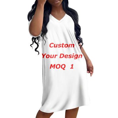 China QUICK DRY Custom Your Logo/Picture/Design/Name/Sexy Women Nightgown Pajamas Nightgown Wholesale And Dropshipping 3D Text/Photo Printing for sale