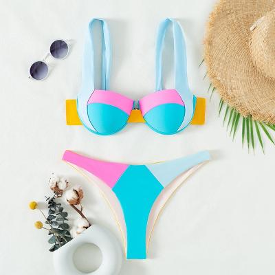 China 2022 New Style Candy Unique Design Element Beautiful Bold Color Contrast Bikini For Girls for sale