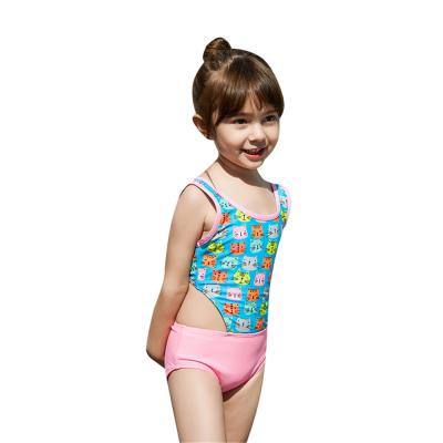 China Cute Cartoon Breathable Cat Print Girls Swimsuit Girls One Piece Beach Wear Swimwear Monokini Cut Out Top For Kids for sale