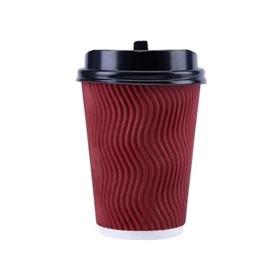 China Recyclable Disposable Paper Coffee Cup Corrugated Paper Cup Packaging Customized Double-Layer Hot Drink Cup for sale