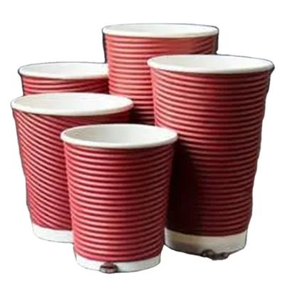 China Recyclable Disposable Hot Paper Cup Corrugated Paper Coffee Drinks Double-Layer Packaging Customization for sale