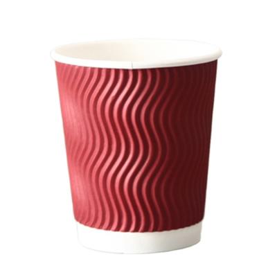 China Customized Recyclable Wrapped Disposable Paper Coffee Cup, which can carry double-layer hot drink corrugated cup to 8oz for sale