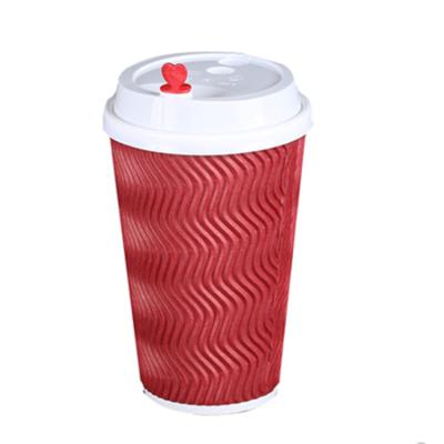 China Recyclable Disposable Paper Coffee Cup With Lid , Customized Double-Layer Thickened Corrugated Paper Cup for sale