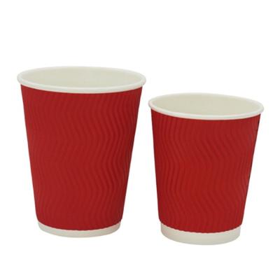 China Customized Recyclable Packed Double-Layer Cup 8oz Corrugated Old Portable Thickened Coffee Mug for sale