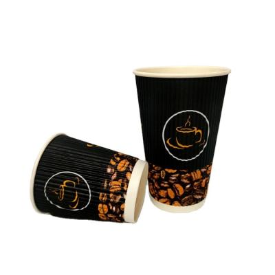 China Recyclable factory packaged customized disposable coffee cups, which can carry double hollow corrugated cups with lids for sale