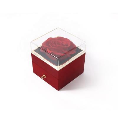 China Birthday Transparent Cover Drawer Acrylic Jewelry Preserved Rose Gift Box For Valentines Mother for sale