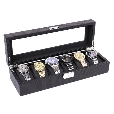 China Leather Popular 6 Slots Shape To Leather Watch Storage Case Durable Watch Winder Organizer Box With Removable Watch Pillow for sale