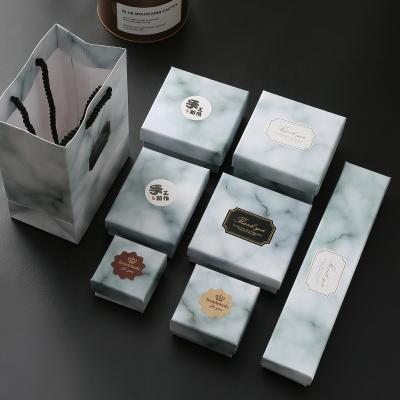 China Cheap Marble Stud Ring Necklace Jewelry Box Custom Supplier Pattern Recyclable for sale