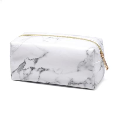 China 2019 New PU Fashion White Marble Portable Travel Makeup Cosmetic Bag for sale