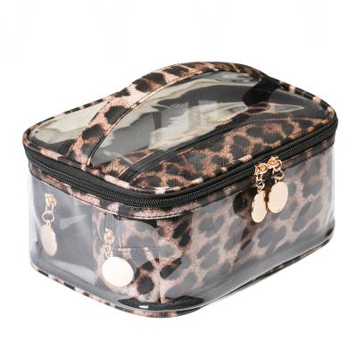 China Fashion Large Capacity Clear Leopard Print Makeup Bag for sale