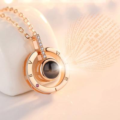 China TRENDY I love you in 100 languages ​​gold plated projection necklace for women for sale