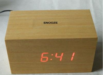 China LED wood clock with voice control and touch function for sale