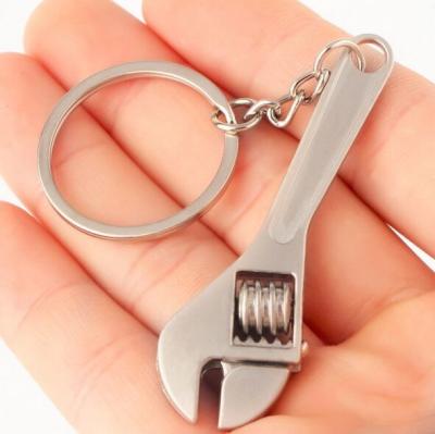 China Mini Size Adjustable Silver Metal Wrench Spanner Key Chain Ring for sale