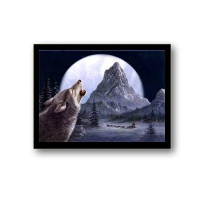 China 3D PET 40*30cm 3D 5D Wolf Lenticular Painting Lenticular Picture With Black Frame For Home Decoration for sale