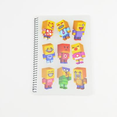 China Hot Sale 3D Size A6 A5 A4 PET Spiral 3D CMYK Printing Cartoon Lenticular Notebooks Wholesale Customized For Office Work for sale