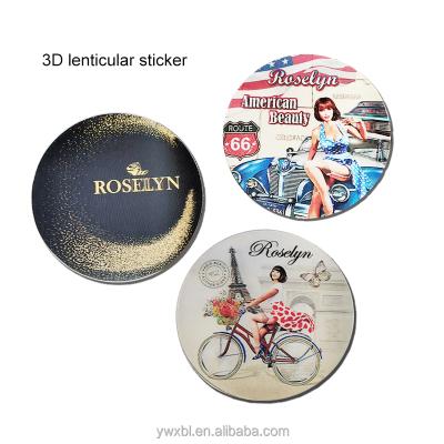 China 3D Zebulun 3D leticular sticker customize designs and size round shape lenticular sticker for promotion gift for sale