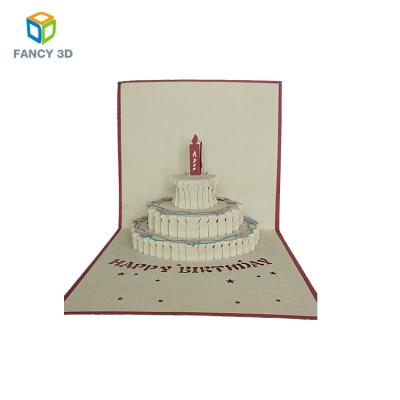 China Zebulun Europe Happy Birthday Handmade Cake Paper Automatic 3D Greeting Card for sale