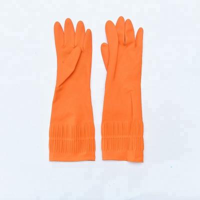 China Modern Life Orange Long Wave Cuff Dish Cleaning Latex Safe Glove for sale