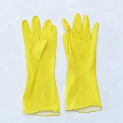 China Flock Lined Durable Sparayed Flocklined Industrial Hands Long Protection Great Yellow Latex Gloves for sale