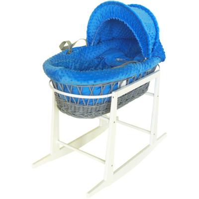 China Eco-friendly materials baby moses basket stand with cream liner(shelter/bumper/cover/mattress/foam pillow)+rocking set stand for sale