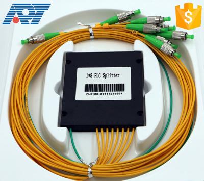 China FTTX Systems/PON Networks/CATV Links/Optical Signal Distribution 1*8 PLC Splitter FTTH PLC Fiber Splitter PC SC /ST /LC /APC /FC/ APC Connectors for sale