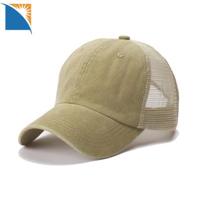 China COMMON Trucker Hat High Quality Hat Washed Cotton Mesh Cap Custom Vintage Worn Out Baseball Cap for sale